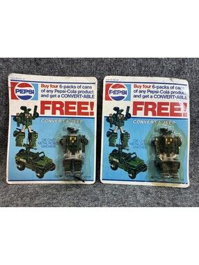 2 Vintage 1985 Pepsi Convert-A-Jeep Figure Machine Robo GoBots Transformers